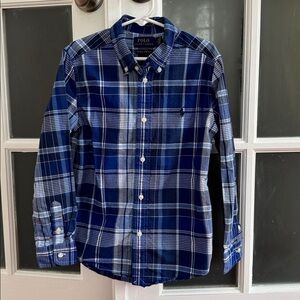 Polo Ralph Lauren Natural Stretch Button-Down Blue White Plaid Shirt for Boys